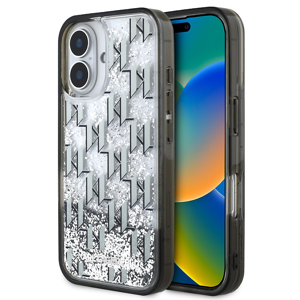 iPhone 16 Kılıf Karl Lagerfeld Orjinal Lisanslı Simli KL Yazılı Monogram Gradient Kılıf
