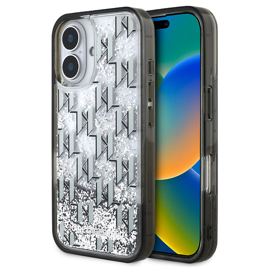 iPhone 16 Kılıf Karl Lagerfeld Orjinal Lisanslı Simli KL Yazılı Monogram Gradient Kılıf