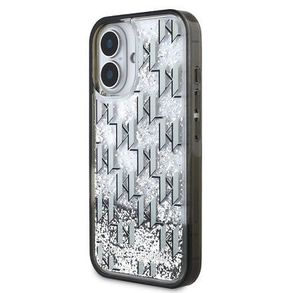 iPhone 16 Kılıf Karl Lagerfeld Orjinal Lisanslı Simli KL Yazılı Monogram Gradient Kılıf