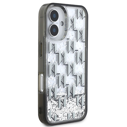 iPhone 16 Kılıf Karl Lagerfeld Orjinal Lisanslı Simli KL Yazılı Monogram Gradient Kılıf