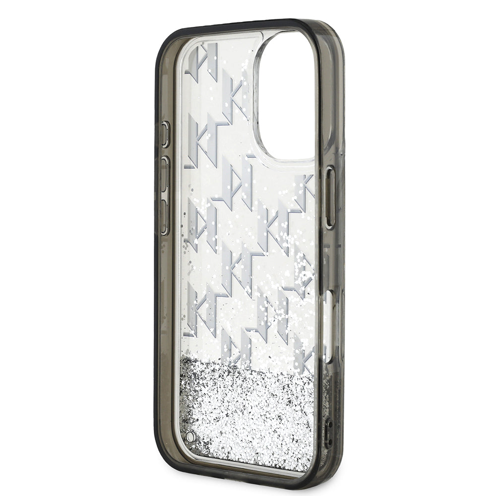 iPhone 16 Kılıf Karl Lagerfeld Orjinal Lisanslı Simli KL Yazılı Monogram Gradient Kılıf