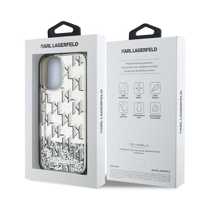 iPhone 16 Kılıf Karl Lagerfeld Orjinal Lisanslı Simli KL Yazılı Monogram Gradient Kılıf