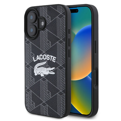 iPhone 16 Kılıf Lacoste Orjinal Lisanslı M-safe Şarj Özellikli Mono Vintage Logo Kılıf