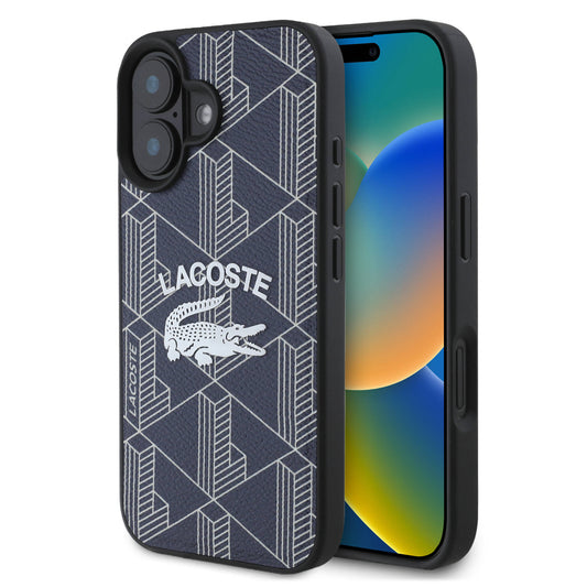 iPhone 16 Kılıf Lacoste Orjinal Lisanslı M-safe Şarj Özellikli Mono Vintage Logo Kılıf