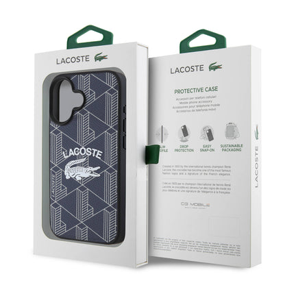 iPhone 16 Kılıf Lacoste Orjinal Lisanslı M-safe Şarj Özellikli Mono Vintage Logo Kılıf