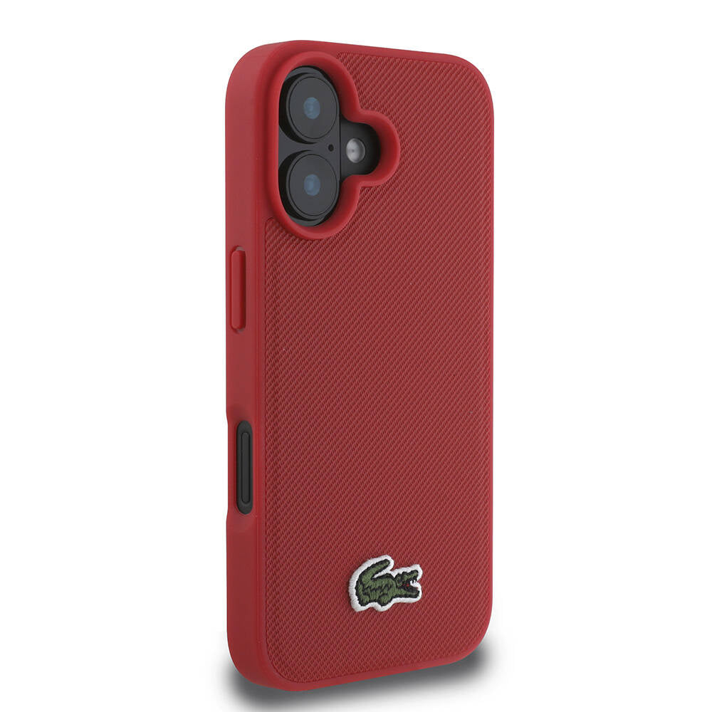 Apple iPhone 16 Kılıf Lacoste Orjinal Lisanslı PU Pike Desenli Arka Yüzey İkonik Timsah Dokuma Logolu Kapak Yeşil