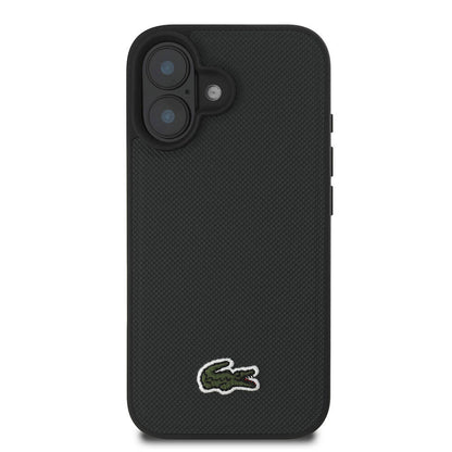 iPhone 16 Kılıf Lacoste Orjinal Lisanslı PU Pike Desenli Arka Yüzey İkonik Timsah Dokuma Logolu Kılıf