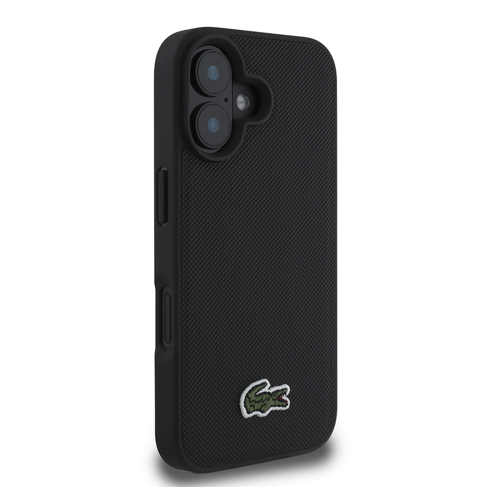 iPhone 16 Kılıf Lacoste Orjinal Lisanslı PU Pike Desenli Arka Yüzey İkonik Timsah Dokuma Logolu Kılıf + Type-C Kablo 1.5m