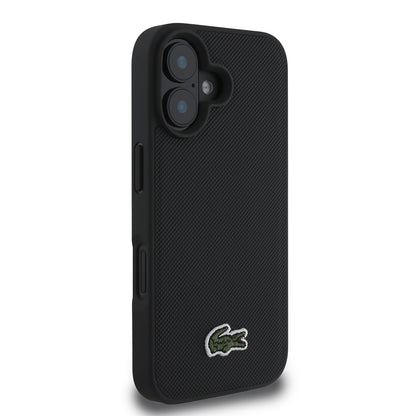 iPhone 16 Kılıf Lacoste Orjinal Lisanslı PU Pike Desenli Arka Yüzey İkonik Timsah Dokuma Logolu Kılıf + Type-C Kablo 1.5m