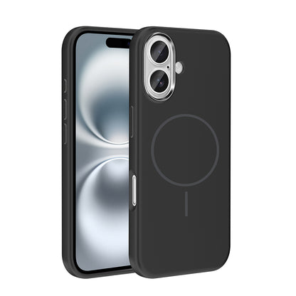 Apple iPhone 16 Kılıf M-Safe Şarj Özellikli Metal Kamera Çerçeveli Zore Edi Silikon Kapak