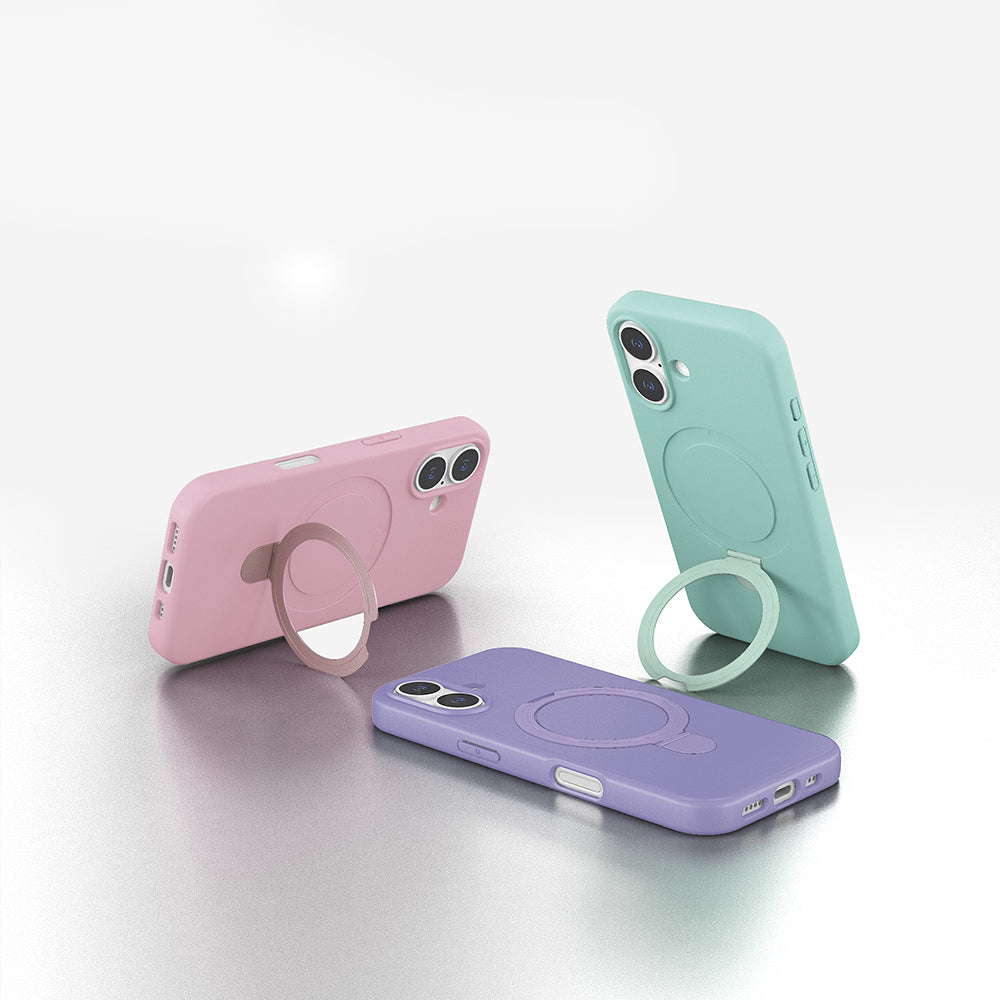 Apple iPhone 16 Kılıf M-safe Şarj Özellikli Standlı Zore Samara Kapak Desert Gold