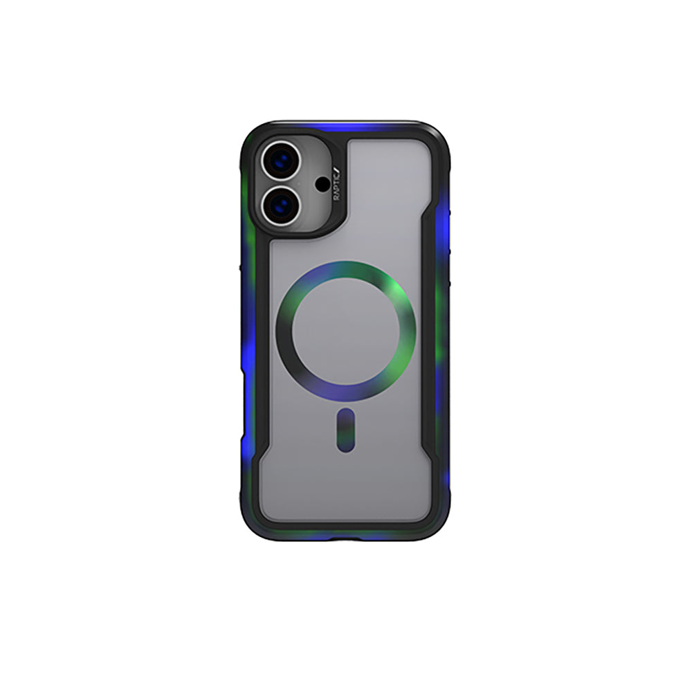 Apple iPhone 16 Kılıf Magsafe Şarj Özellikli Airbagli Raptic Shield 2.0 Serisi Şeffaf Arka Yüzey Kapak Turkuaz