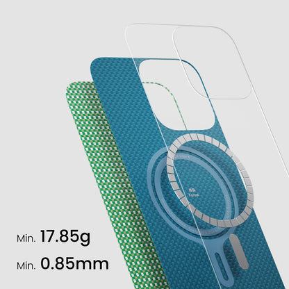 iPhone 16 Pro Kılıf M-safe Şarj Özellikli Aramid Fiber Pitaka Ultra-Slim Classic Serisi Forest Green Kılıf
