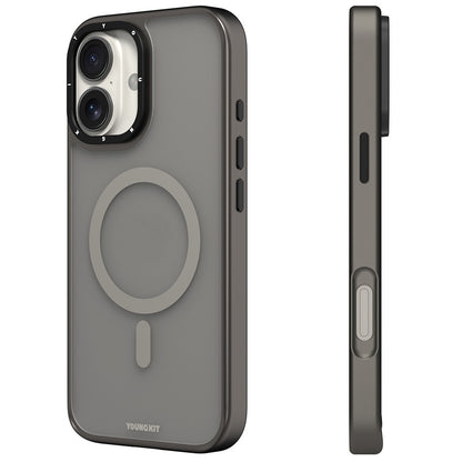 iPhone 16 Kılıf M-safe Şarj Özellikli Cam Arka Yüzey TPU Youngkit Gemstone Serisi Kılıf