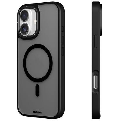 iPhone 16 Kılıf M-safe Şarj Özellikli Cam Arka Yüzey TPU Youngkit Gemstone Serisi Kılıf