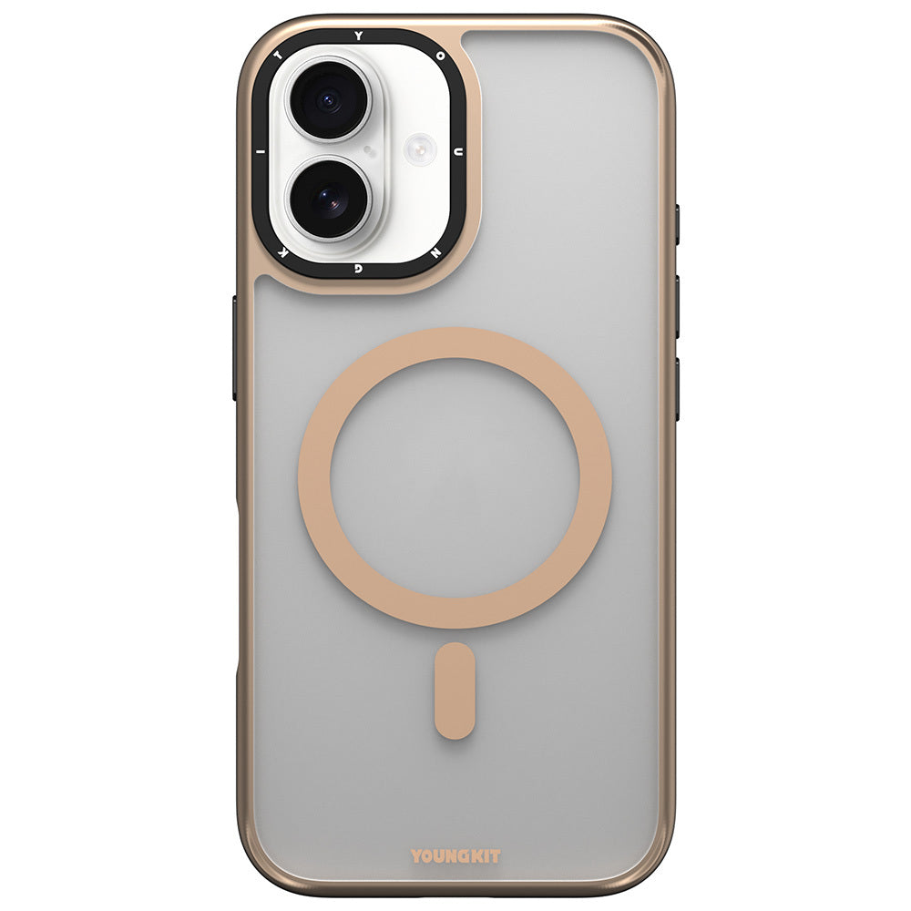 iPhone 16 Kılıf M-safe Şarj Özellikli Cam Arka Yüzey TPU Youngkit Gemstone Serisi Kılıf