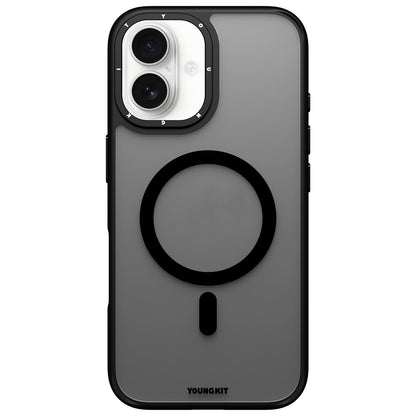 iPhone 16 Kılıf M-safe Şarj Özellikli Cam Arka Yüzey TPU Youngkit Gemstone Serisi Kılıf