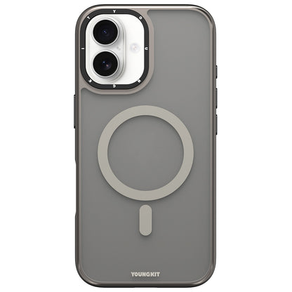 iPhone 16 Kılıf M-safe Şarj Özellikli Cam Arka Yüzey TPU Youngkit Gemstone Serisi Kılıf