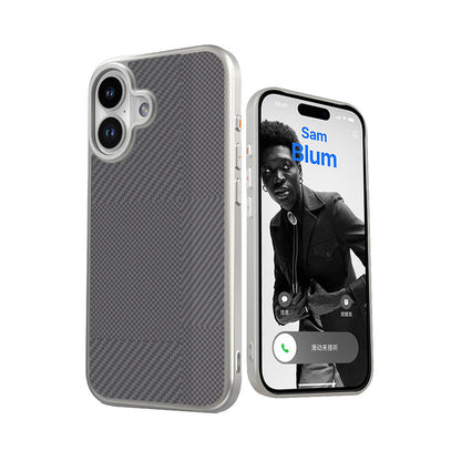 iPhone 16 Kılıf M-safe Şarj Özellikli Karbon Fiber Desenli Mutural Montage Kılıf