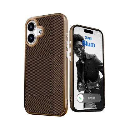 iPhone 16 Kılıf M-safe Şarj Özellikli Karbon Fiber Desenli Mutural Montage Kılıf