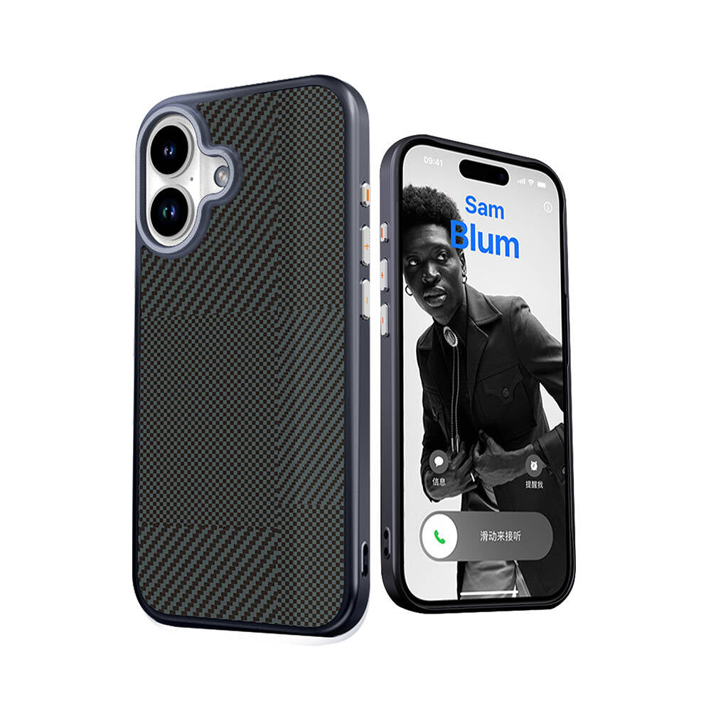 iPhone 16 Kılıf M-safe Şarj Özellikli Karbon Fiber Desenli Mutural Montage Kılıf