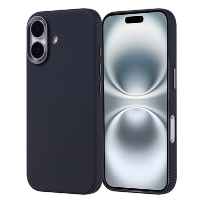 Apple iPhone 16 Kılıf M-safe Şarj Özellikli Karbon Fiber Görünümlü Zore Nekst Kapak Siyah