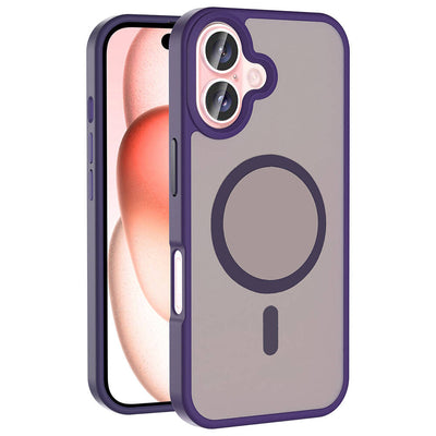Apple iPhone 16 Kılıf Magsafe Şarj Özellikli Mat Arka Yüzey Zore Sio Kapak Rose Brown