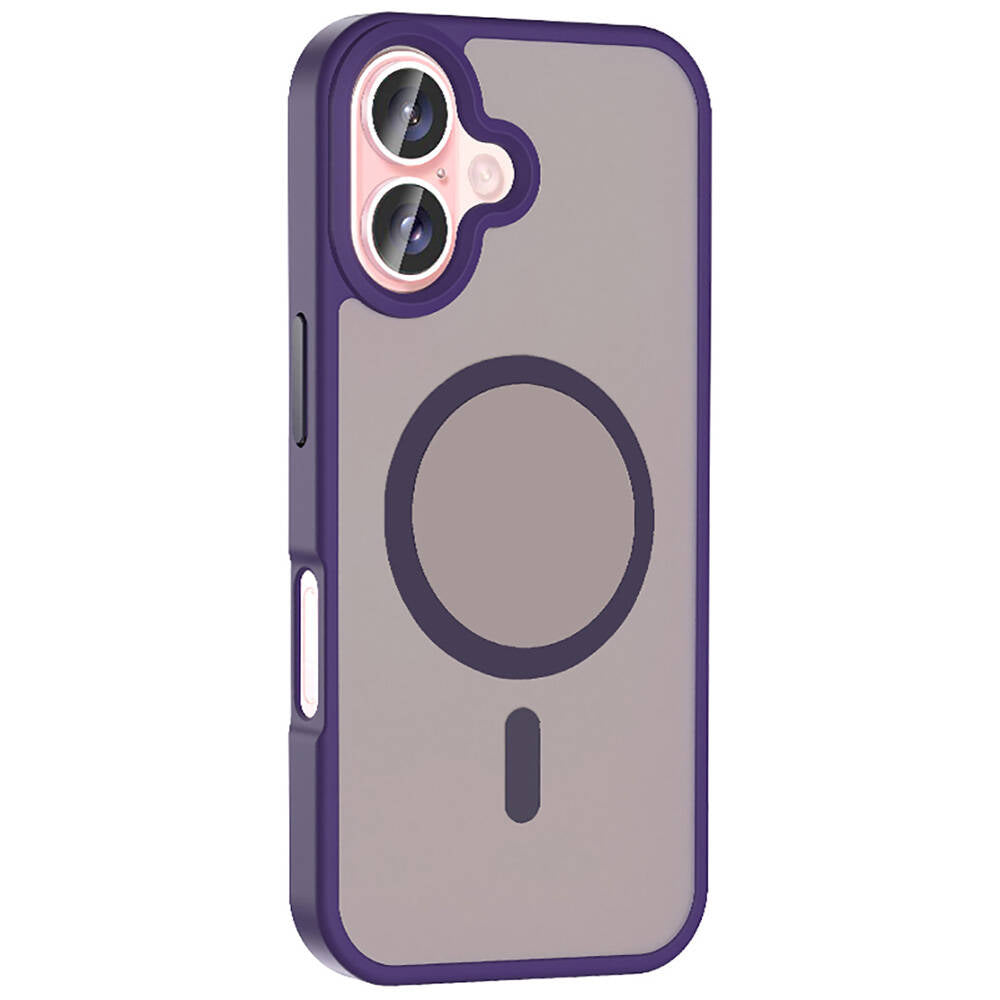 Apple iPhone 16 Kılıf M-safe Şarj Özellikli Mat Arka Yüzey Zore Sio Kapak Rose Brown