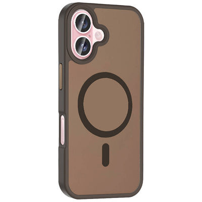Apple iPhone 16 Kılıf Magsafe Şarj Özellikli Mat Arka Yüzey Zore Sio Kapak Rose Brown