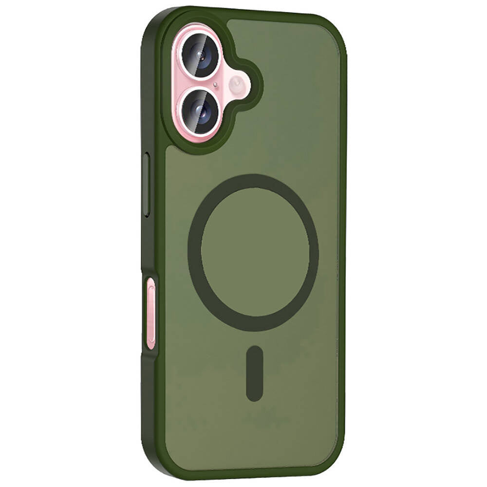 Apple iPhone 16 Kılıf M-safe Şarj Özellikli Mat Arka Yüzey Zore Sio Kapak Rose Gold