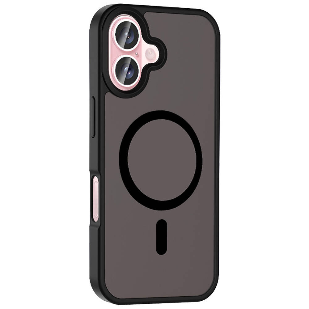 Apple iPhone 16 Kılıf Magsafe Şarj Özellikli Mat Arka Yüzey Zore Sio Kapak Rose Gold