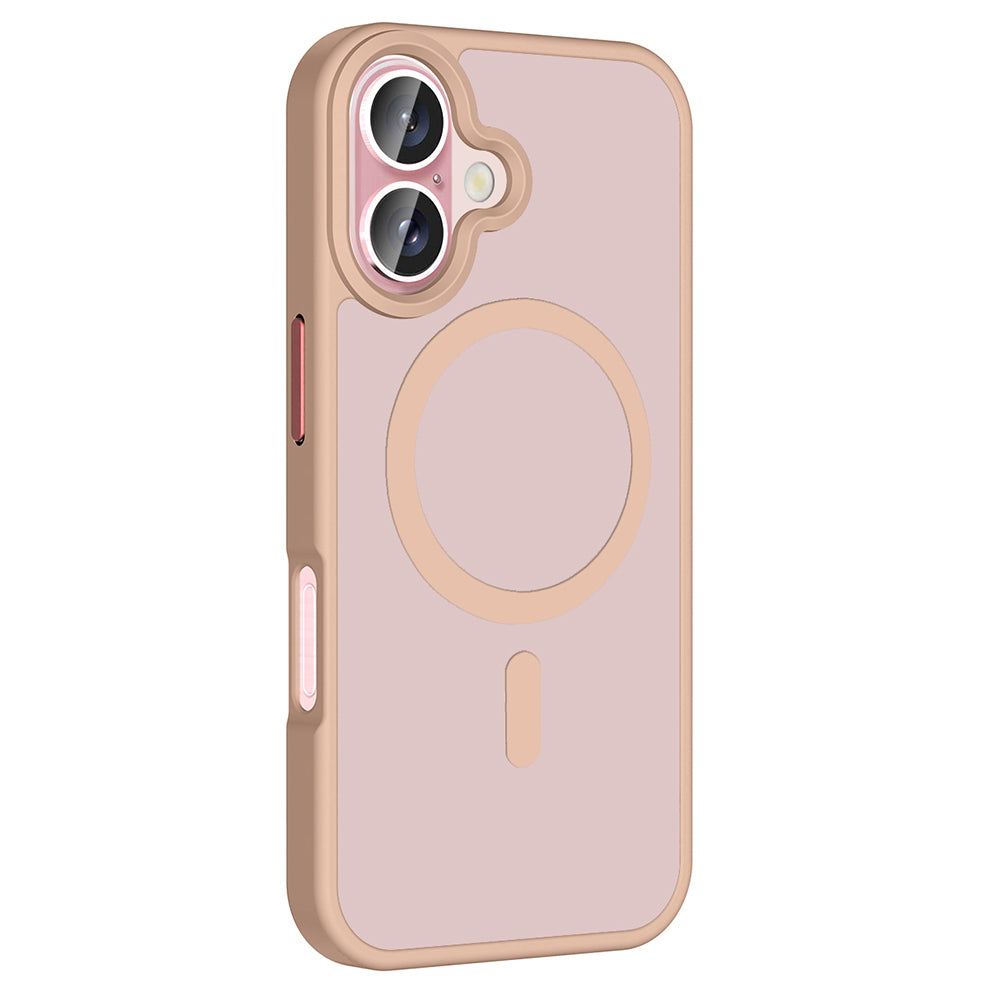 Apple iPhone 16 Kılıf Magsafe Şarj Özellikli Mat Arka Yüzey Zore Sio Kapak Rose Gold