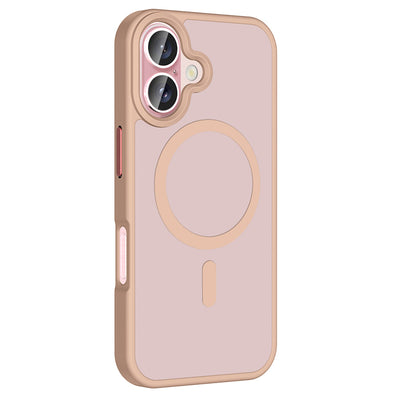 Apple iPhone 16 Kılıf Magsafe Şarj Özellikli Mat Arka Yüzey Zore Sio Kapak Rose Gold
