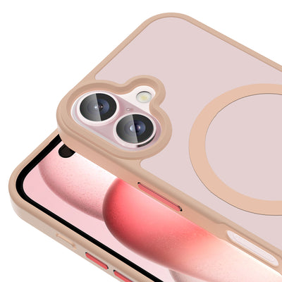 Apple iPhone 16 Kılıf M-safe Şarj Özellikli Mat Arka Yüzey Zore Sio Kapak Rose Brown
