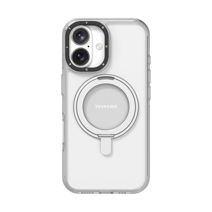 iPhone 16 Kılıf M-safe Şarj Özellikli Parmak Ring Standlı Youngkit Pivot Serisi Kılıf