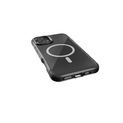 Apple iPhone 16 Kılıf Magsafe Şarj Özellikli Raptic Air Serisi Airbag Tasarımlı Metal Köşelikli Şeffaf Kapak Gümüş