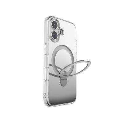 Apple iPhone 16 Kılıf Magsafe Şarj Özellikli Raptic Air Stand Serisi Aynalı Arka Yüzey Standlı Kapak Gri