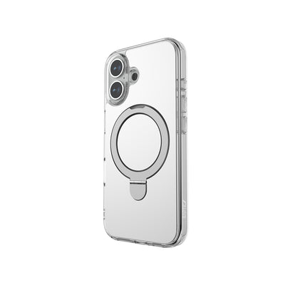 Apple iPhone 16 Kılıf Magsafe Şarj Özellikli Raptic Air Stand Serisi Aynalı Arka Yüzey Standlı Kapak Gri