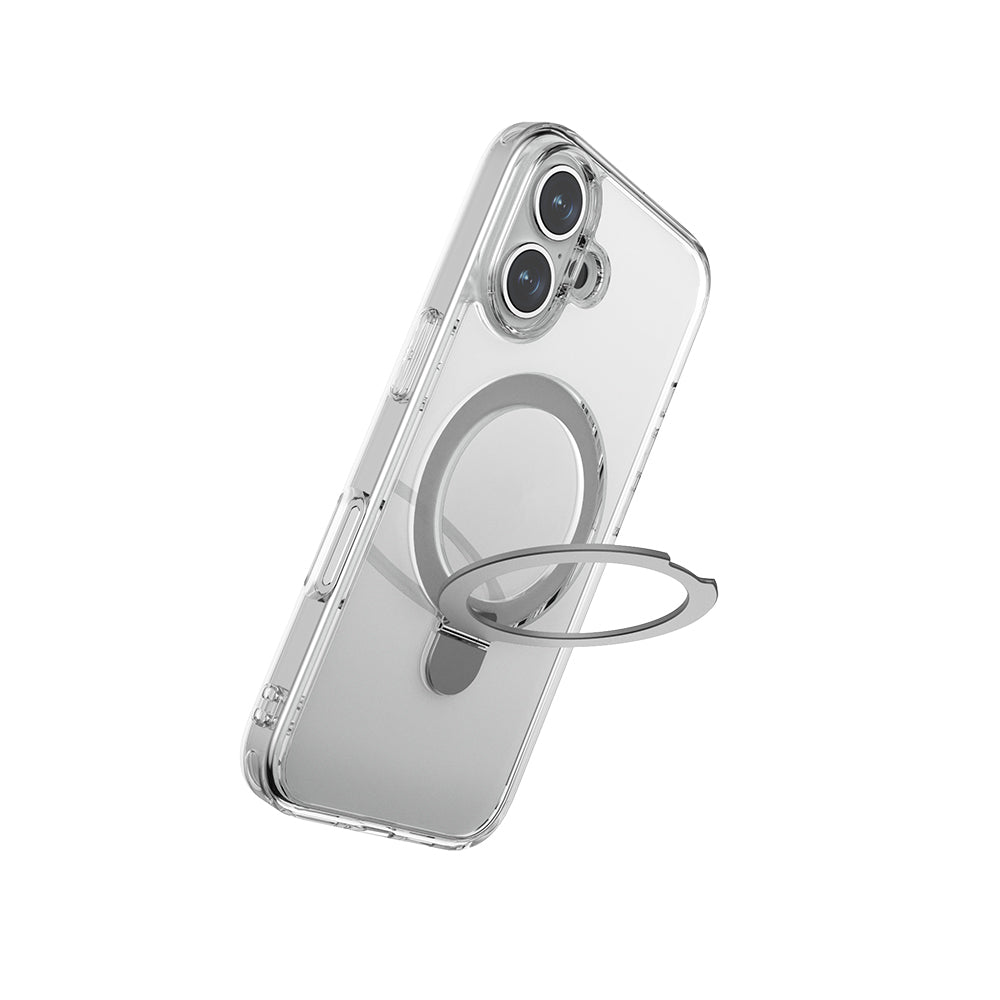 Apple iPhone 16 Kılıf Magsafe Şarj Özellikli Raptic Air Stand Serisi Buzlu Transparan Tasarımlı Standlı Kapak Şeffaf
