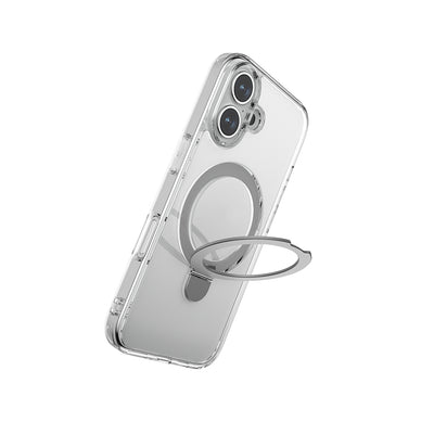 Apple iPhone 16 Kılıf Magsafe Şarj Özellikli Raptic Air Stand Serisi Buzlu Transparan Tasarımlı Standlı Kapak Şeffaf