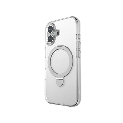 Apple iPhone 16 Kılıf Magsafe Şarj Özellikli Raptic Air Stand Serisi Buzlu Transparan Tasarımlı Standlı Kapak Şeffaf