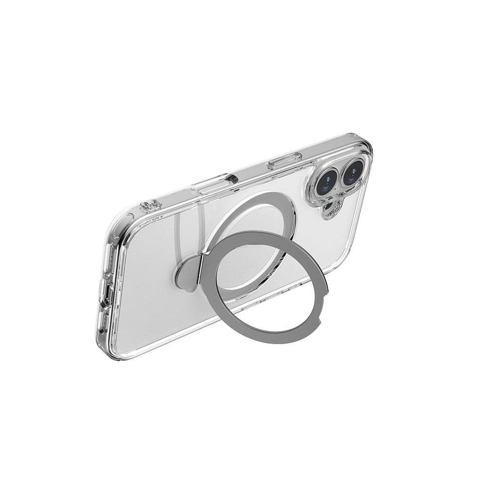 Apple iPhone 16 Kılıf Magsafe Şarj Özellikli Raptic Air Stand Serisi Buzlu Transparan Tasarımlı Standlı Kapak Şeffaf