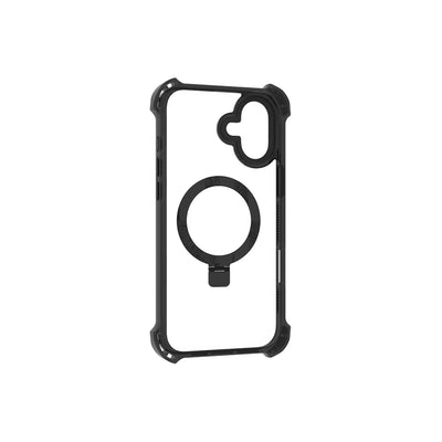 Apple iPhone 16 Kılıf Magsafe Şarj Özellikli Raptic Dual Serisi Şeffaf Standlı Kapak Siyah
