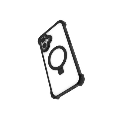 Apple iPhone 16 Kılıf Magsafe Şarj Özellikli Raptic Dual Serisi Şeffaf Standlı Kapak Siyah