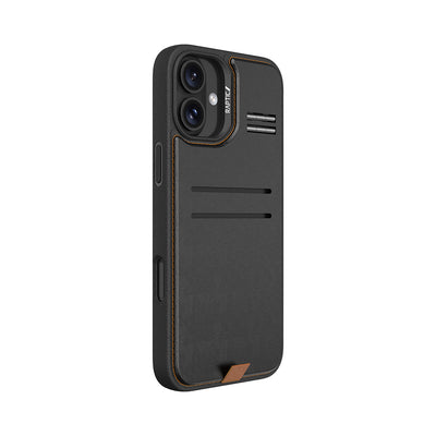 Apple iPhone 16 Kılıf M-safe Şarj Özellikli Raptic Slim Wallet Serisi Deri Görünümlü Kartlıklı Standlı Kapak Siyah