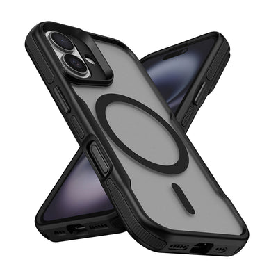 Apple iPhone 16 Kılıf Magsafe Şarj Özellikli Renkli Kenar Airbag Şeritli Zore Lamer Kapak Gri