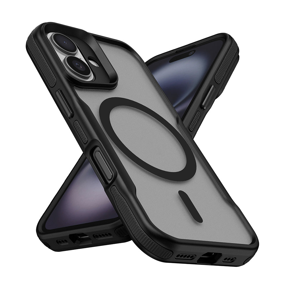 Apple iPhone 16 Kılıf Magsafe Şarj Özellikli Renkli Kenar Airbag Şeritli Zore Lamer Kapak Turuncu