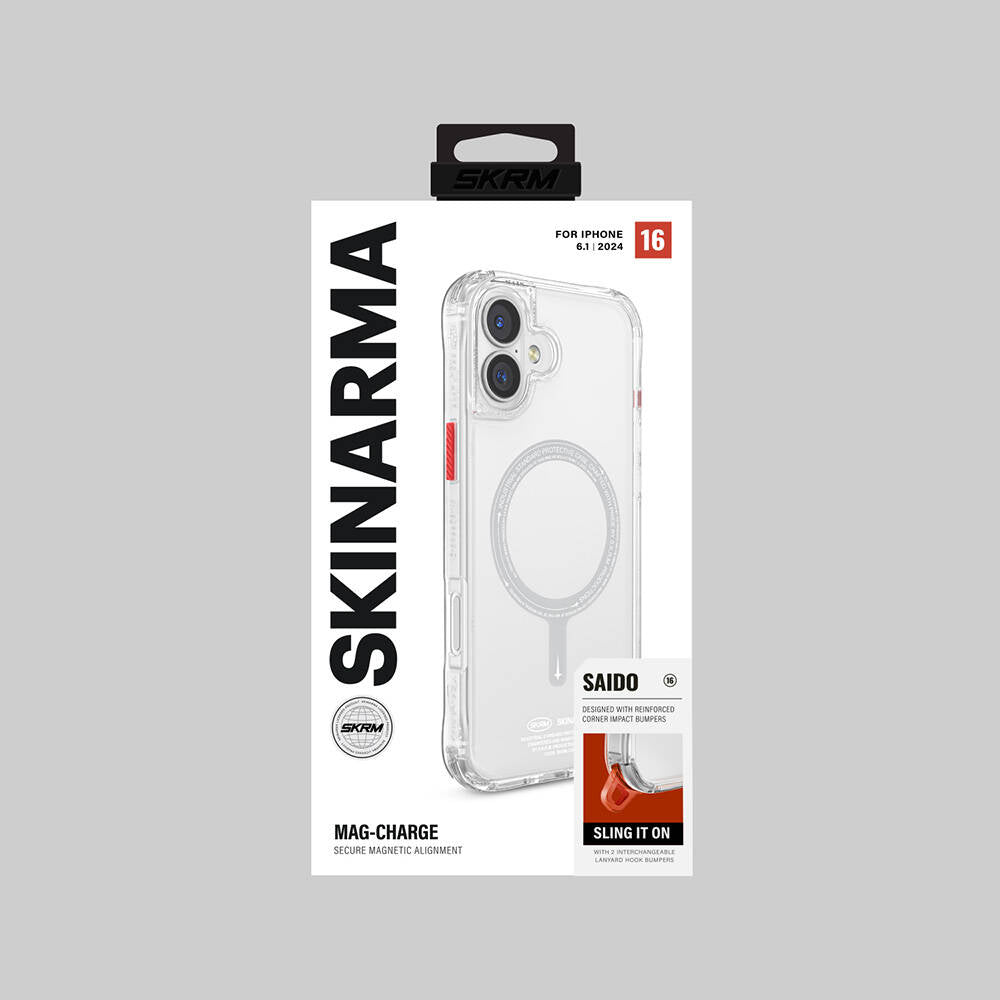 Apple iPhone 16 Kılıf Magsafe Şarj Özellikli Şeffaf Airbag Tasarımlı Skinarma Saido Kapak Turkuaz