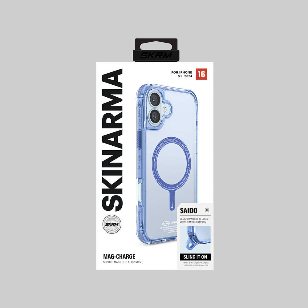 iPhone 16 Kılıf M-safe Şarj Özellikli Şeffaf Airbag Tasarımlı Skinarma Saido Kılıf