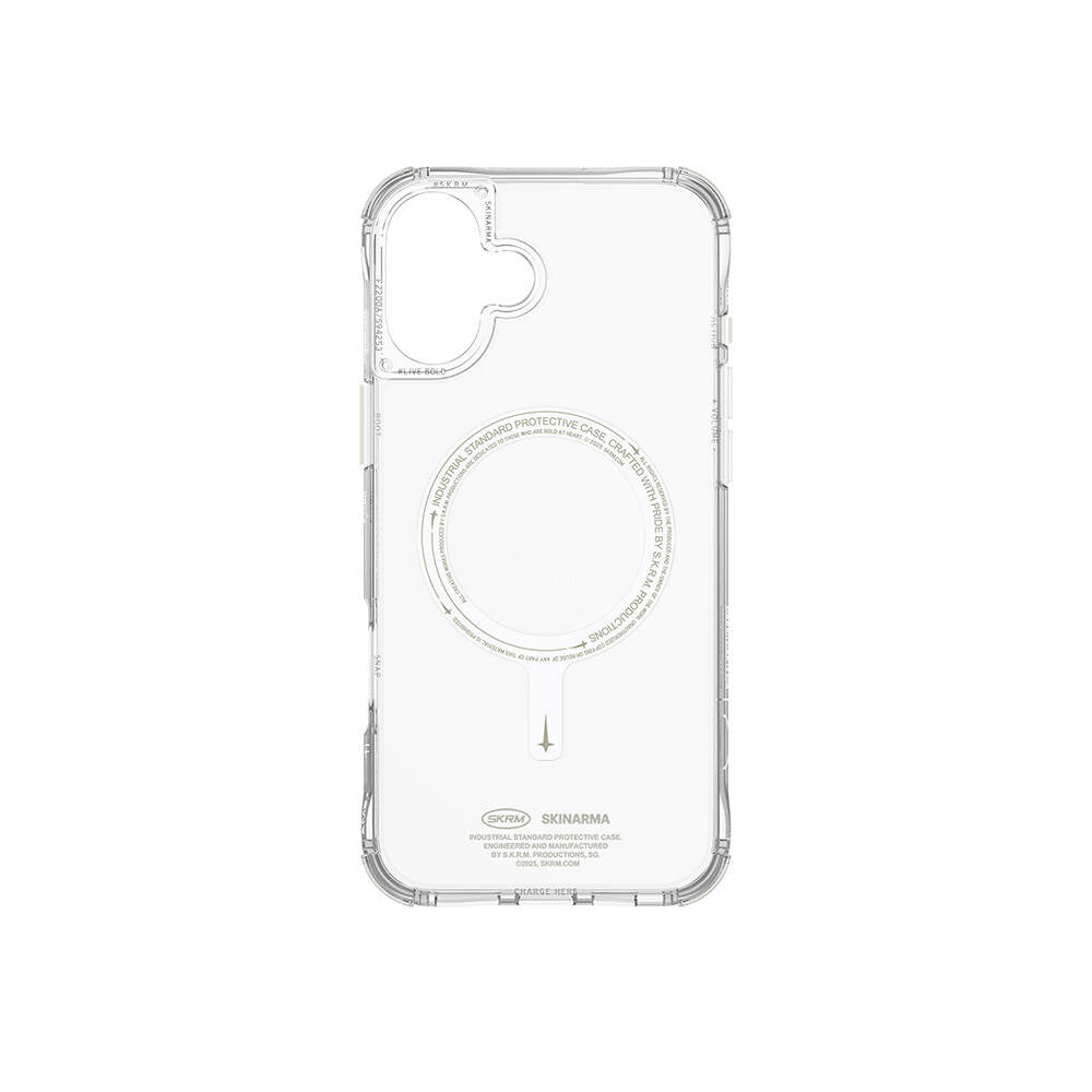 Apple iPhone 16 Kılıf Magsafe Şarj Özellikli Şeffaf Airbag Tasarımlı Skinarma Saido Nightglow Kapak Şeffaf